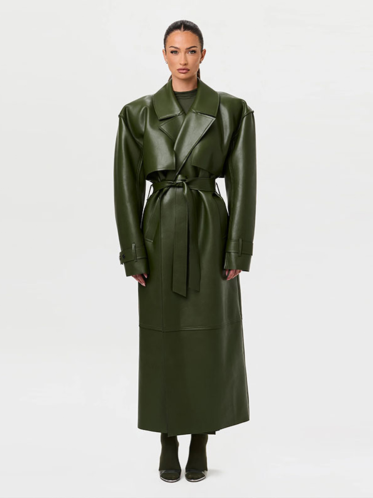 Vintage Fashion Jacket - Fashion PU Leather Long Overcoats With