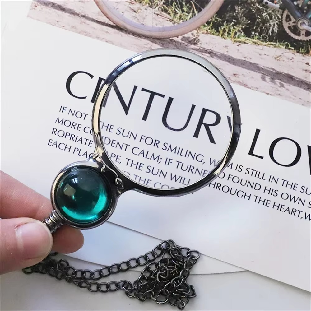 Vintage Fashion Newspaper - Magnifying Glass Necklace Vintage Necklace Magnifier