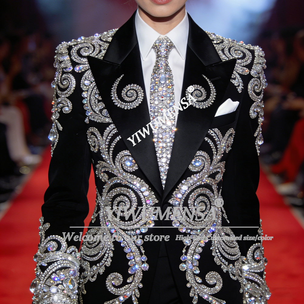 Velvet Blazer Vintage - Sparkly Beaded Stones Suits Women Peaked