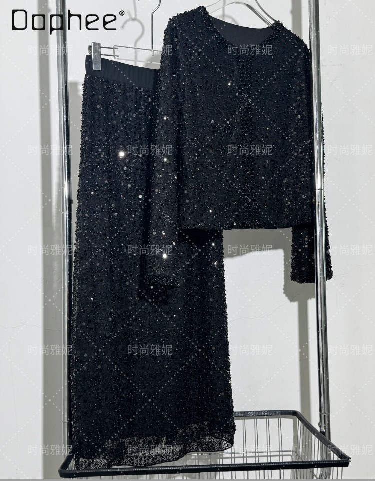 Vintage Fashion Jacket - Fashion Heavy Sequin Beaded Cardigan Jacket