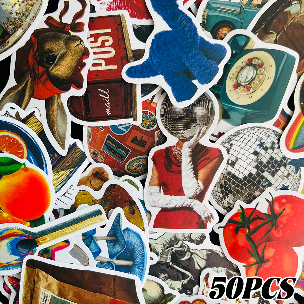 Vintage Fashion Newspaper - 50PCS Vintage Y2K Stickers Fashion Creative