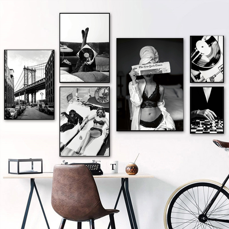 Vintage Fashion Illustrations - Black and White Vintage Wall Art