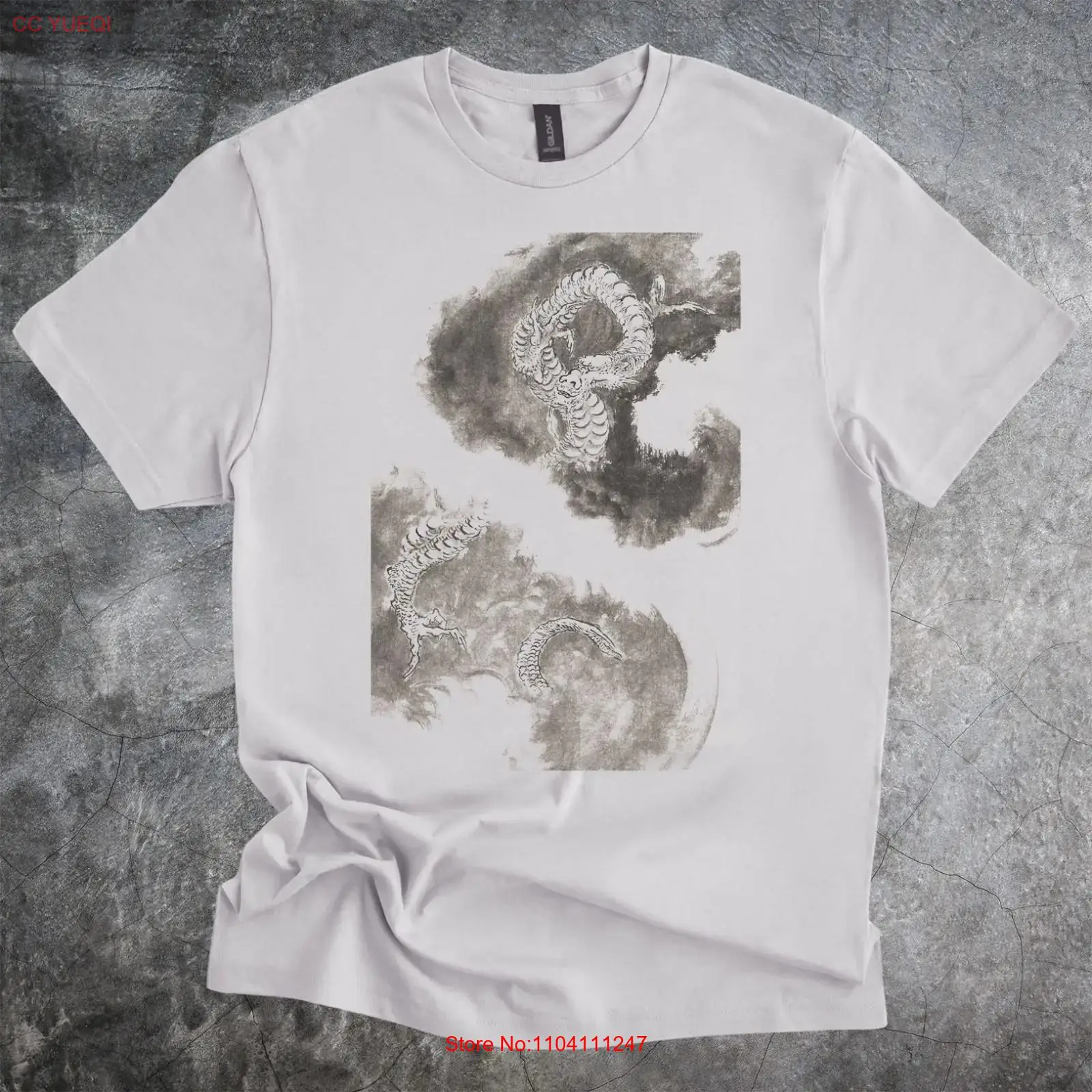 Vintage Fashion Art - Ink Cloud Dragon Art T Shirt