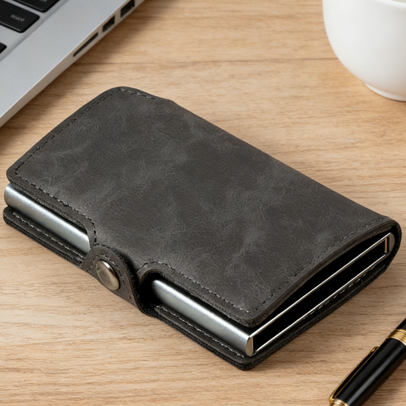 Vintage Fashion Pop Up - Premium Split Leather Mens Wallet Minimalist