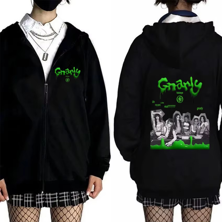 Vintage Fashion Pop Up - Korean Kpop Katseye Gabriela Graphic Zipper