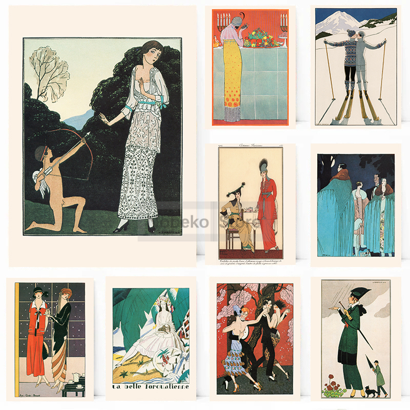 Vintage Fashion Illustrations - Vintage French Deco Art Illustration Poster