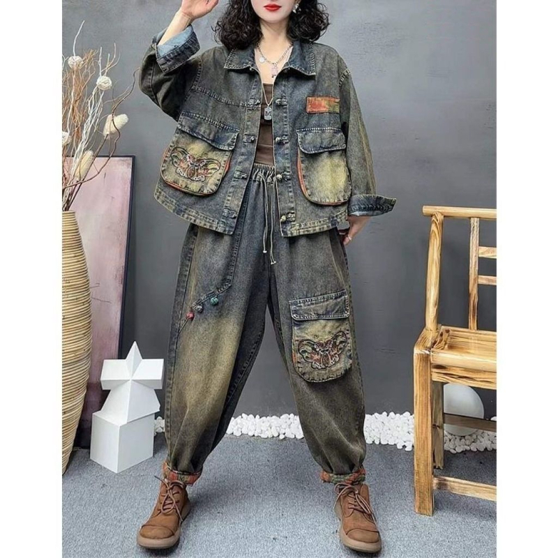 Retro Fashion Embroidered Cowb - Vintage Fashion Jacket ulasan dan harga