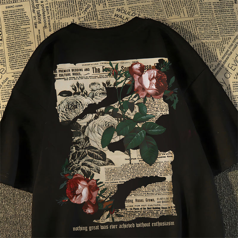 Cotton Heavy T-Shirt Men's and - Vintage Fashion Newspaper ulasan dan harga