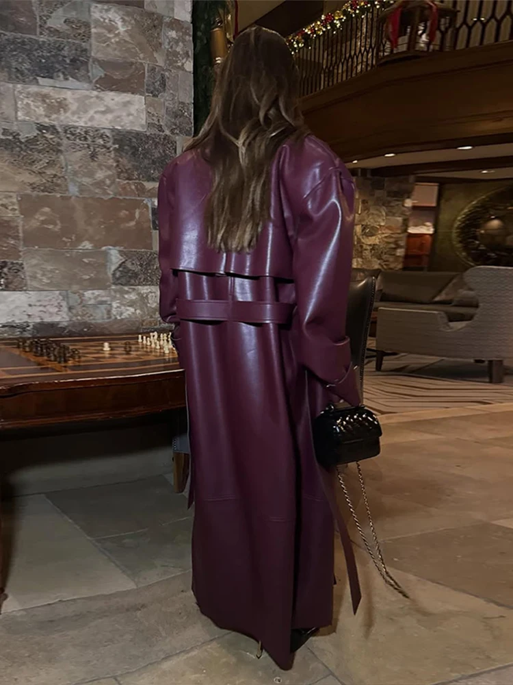 Fashion PU Leather Long Overco - Vintage Fashion Jacket ulasan dan harga