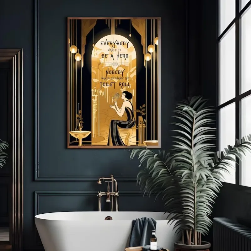 Frameless Black and Gold Elega - Vintage Fashion Illustrations ulasan dan harga