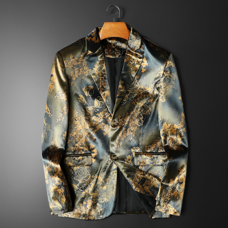 Vintage Flower Velvet Men Blaz - Velvet Blazer Vintage ulasan dan harga