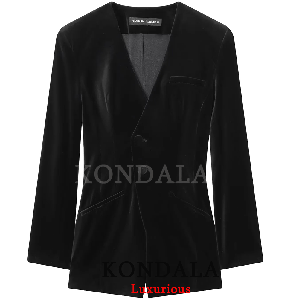 KONDALA Vintage Casual Women B - Velvet Blazer Vintage ulasan dan harga