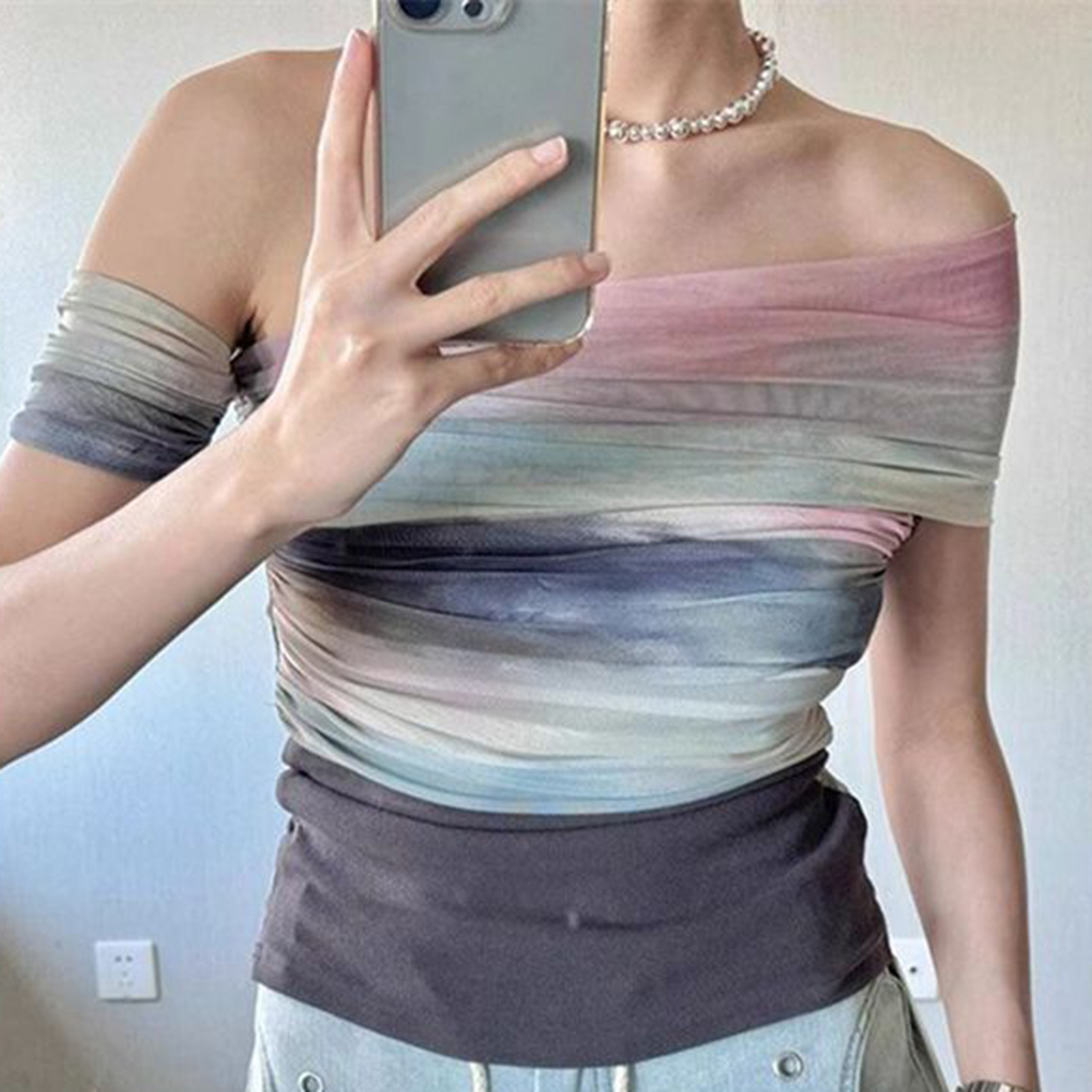 Women Summer Mesh Tie-Dye Off  - Tie Dye Shirt Vintage ulasan dan harga