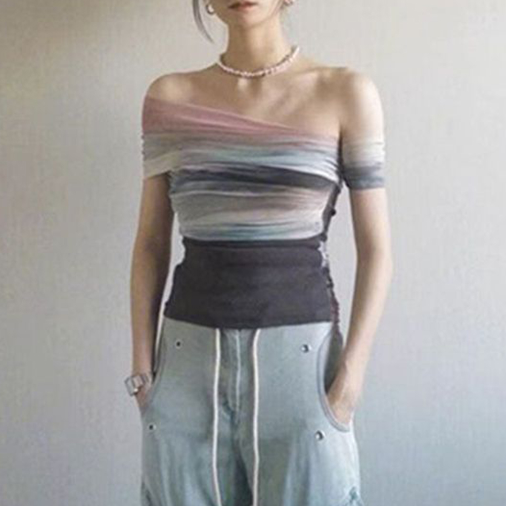 Women Summer Mesh Tie-Dye Off  - Tie Dye Shirt Vintage ulasan dan harga