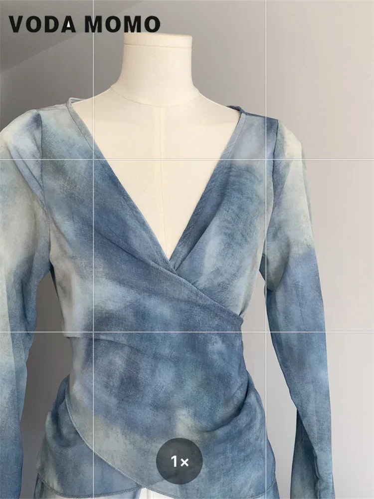 Vintage V-Neck Summer Elegant  - Tie Dye Shirt Vintage ulasan dan harga
