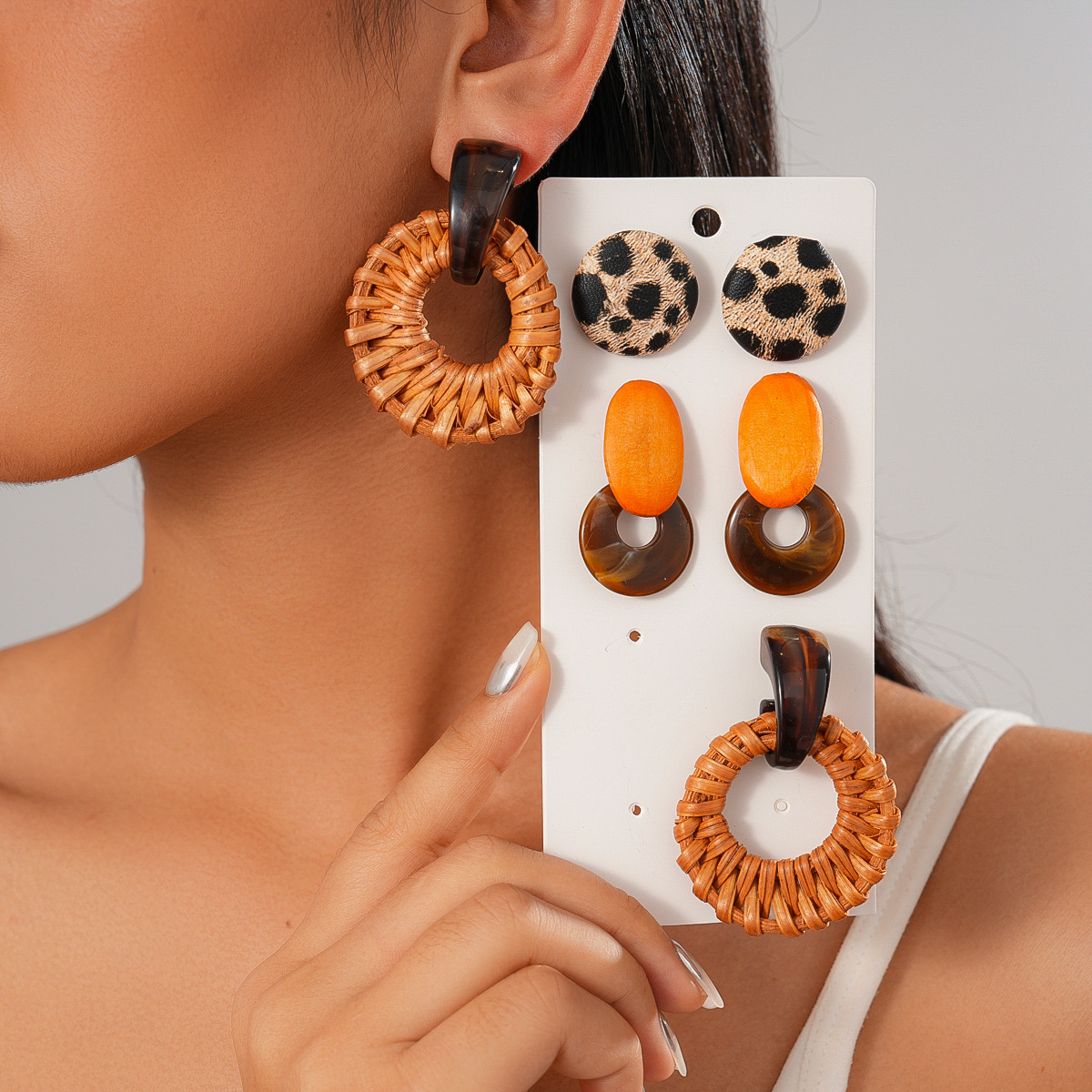 6/10 Pcs Geometric Resin Dangl - Vintage Fashion Illustrations ulasan dan harga