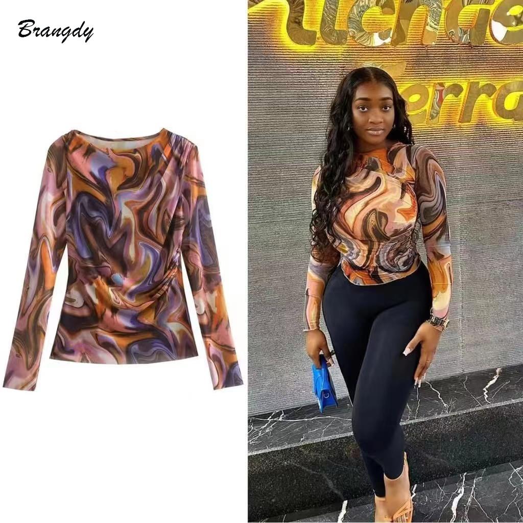 Traf Mesh Tops For Women 2023  - Tie Dye Shirt Vintage ulasan dan harga