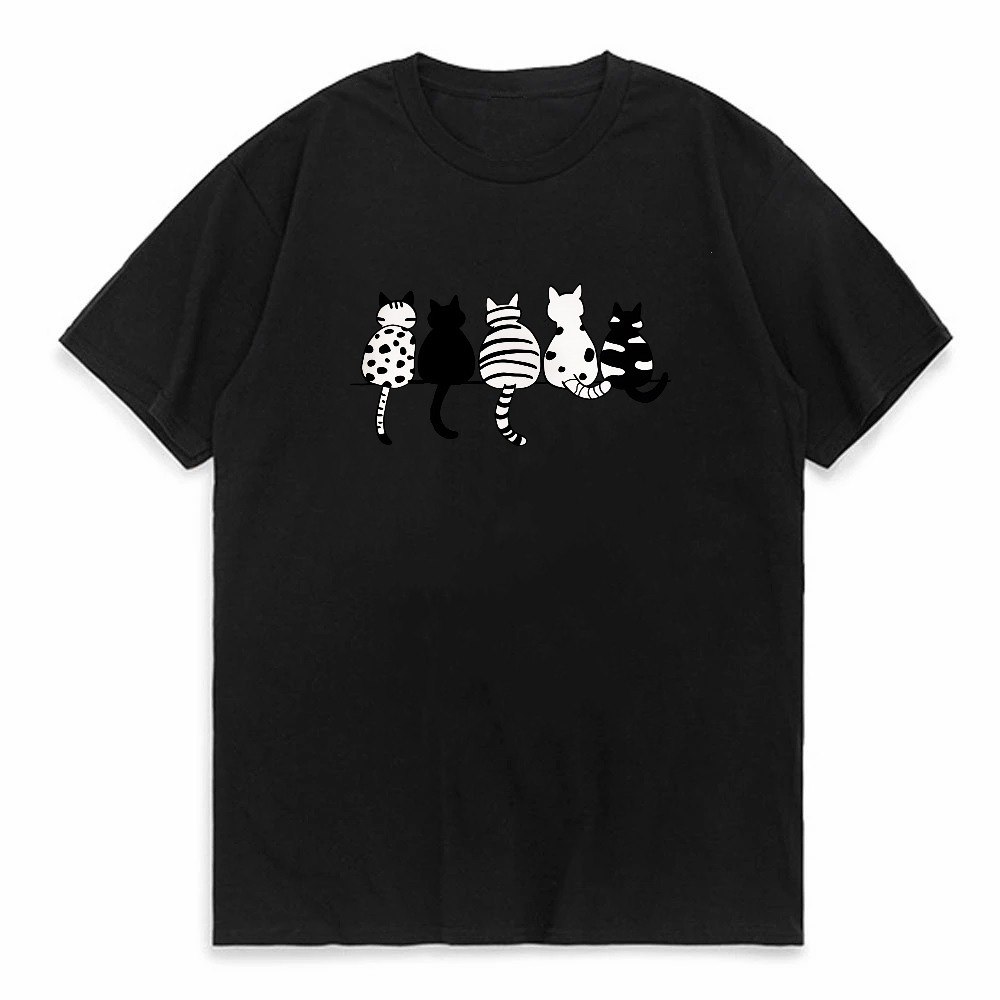 Cat Gang Drawing T-Shirt Women - Vintage Fashion Drawings ulasan dan harga