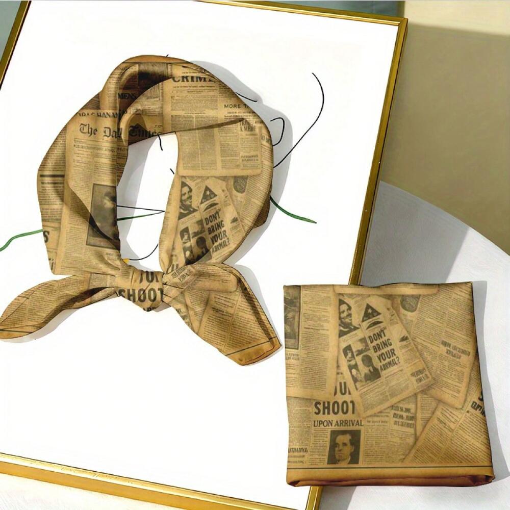 1pcs 35-Inch Headscarf Square  - Vintage Fashion Newspaper ulasan dan harga