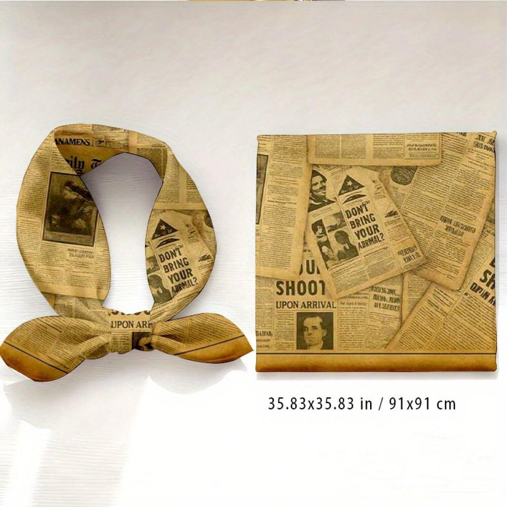 1pcs 35-Inch Headscarf Square  - Vintage Fashion Newspaper ulasan dan harga