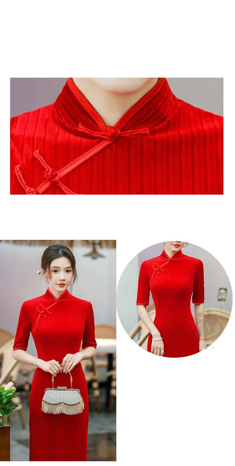 8 Colors Women Velvet Cheongsa - Vintage Fashion Show ulasan dan harga
