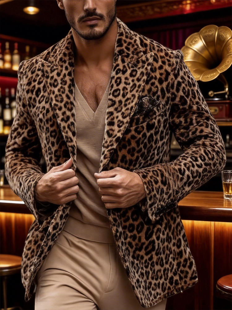 Men’s Leopard Print Velvet Bla - Velvet Blazer Vintage ulasan dan harga
