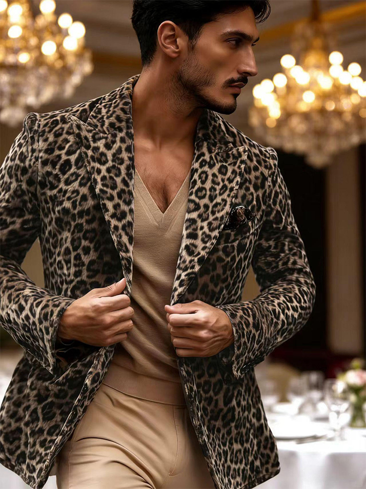 Men’s Leopard Print Velvet Bla - Velvet Blazer Vintage ulasan dan harga