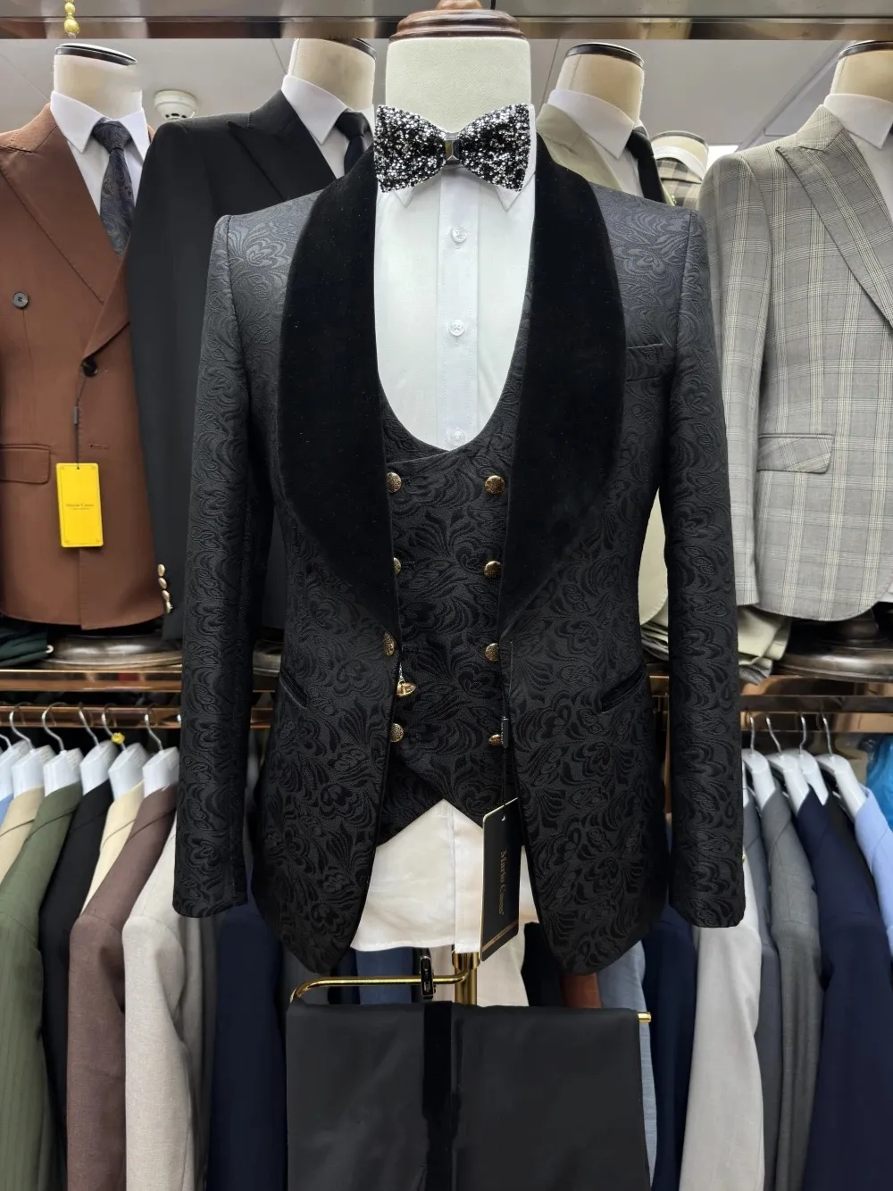 Vintage Men's Suit Jacquard Ta - Velvet Blazer Vintage ulasan dan harga