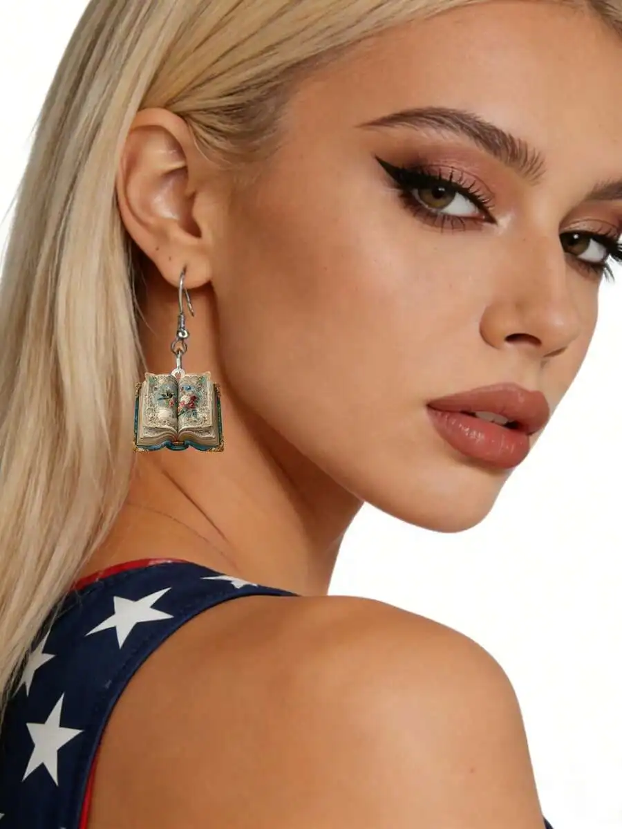 Vintage Book Shaped Drop Earri - Vintage Fashion Books ulasan dan harga
