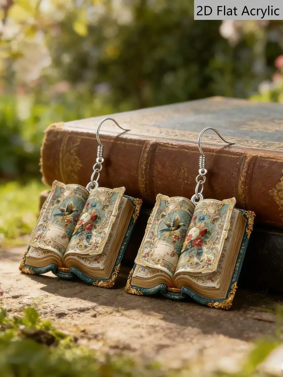 Vintage Book Shaped Drop Earri - Vintage Fashion Books ulasan dan harga