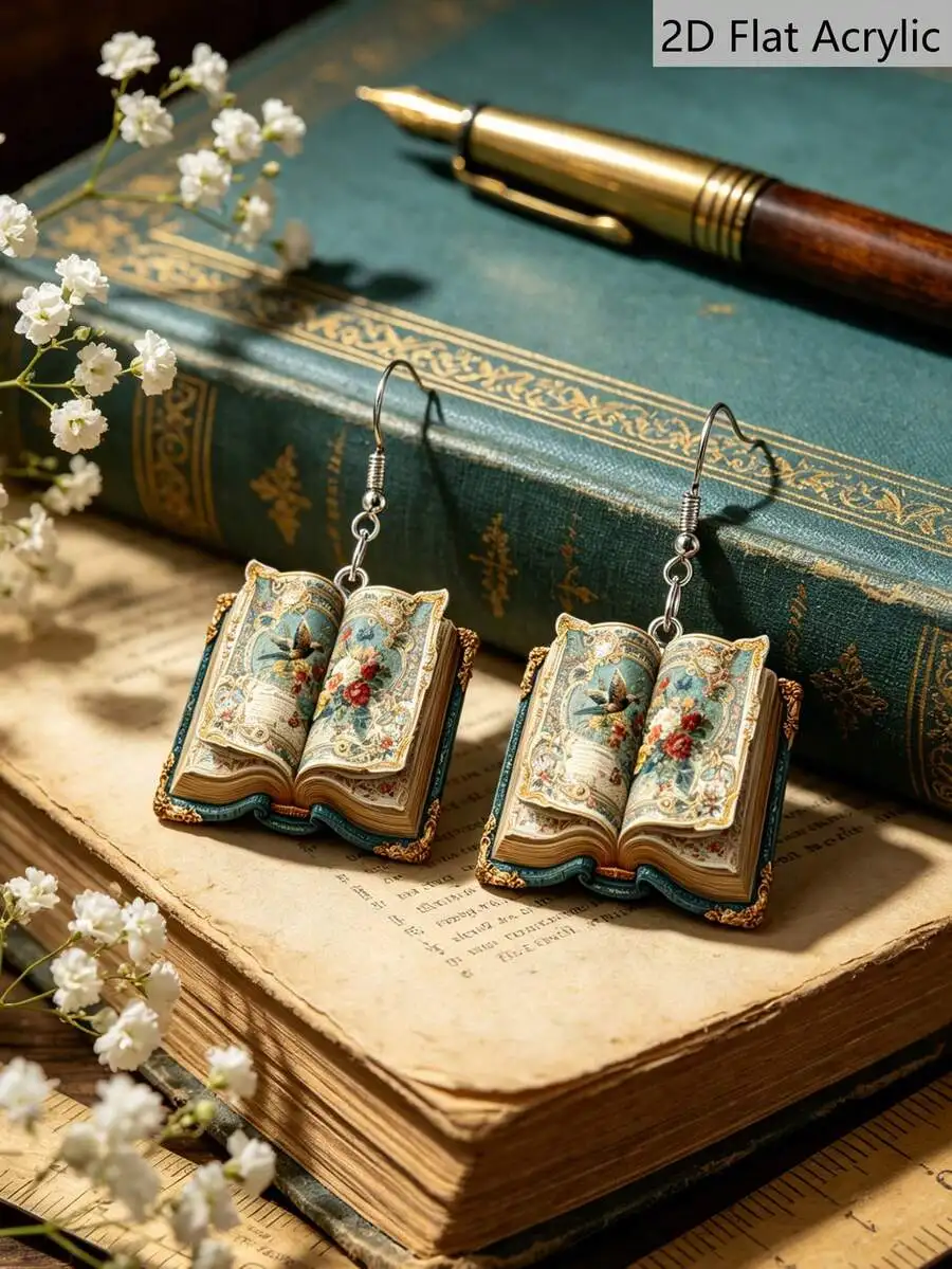 Vintage Book Shaped Drop Earri - Vintage Fashion Books ulasan dan harga