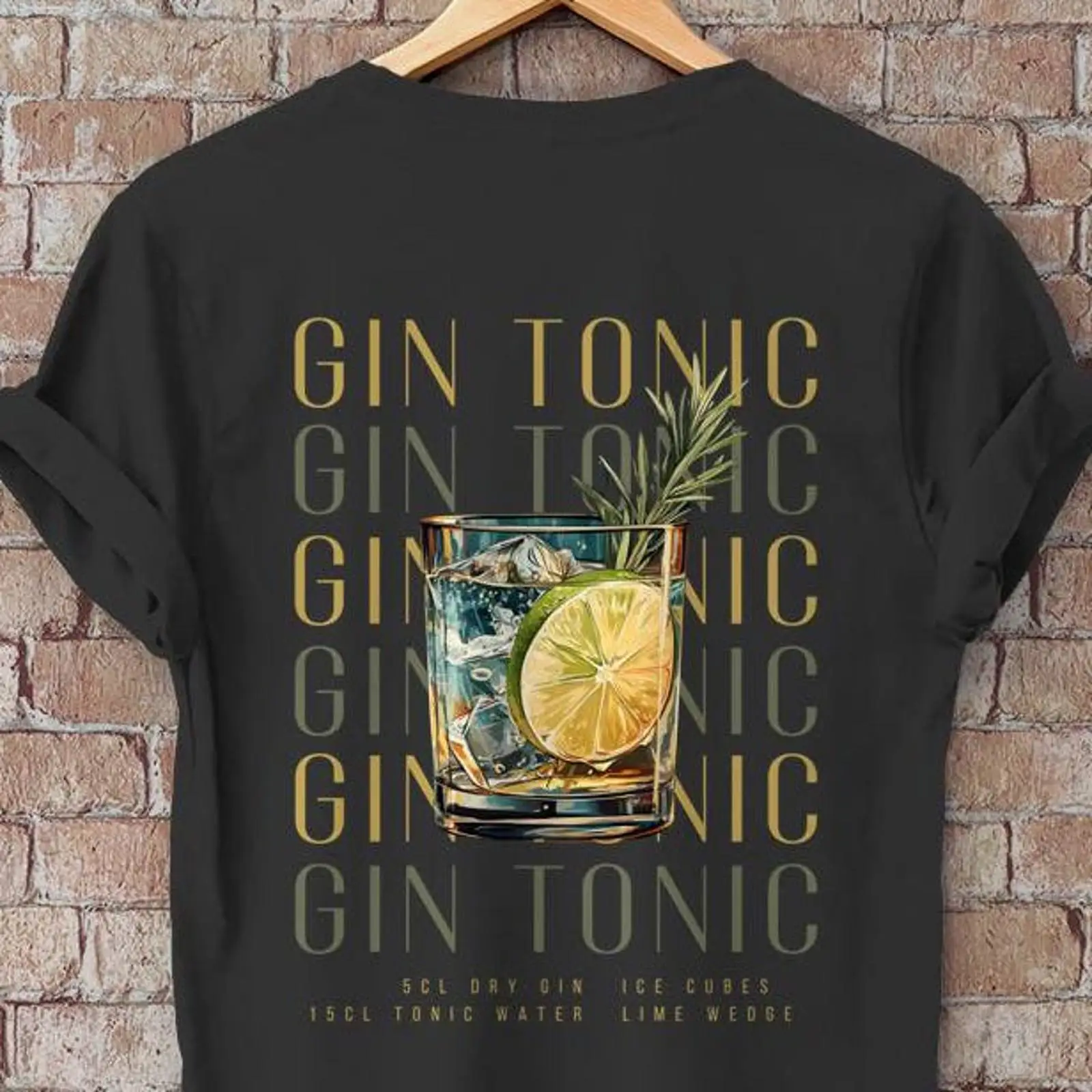 Gin Tonic T Shirt Illustrated  - Vintage Fashion Illustrations ulasan dan harga