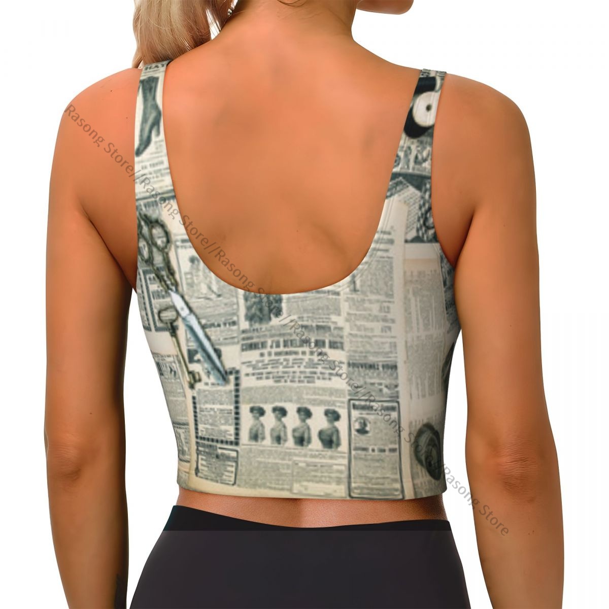 Sports Bra Women Running Yoga  - Vintage Fashion Newspaper ulasan dan harga