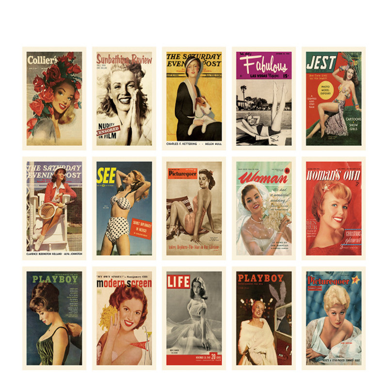 15 Sheets Vintage Postcards Fa - Vintage Fashion Magazine Covers ulasan dan harga