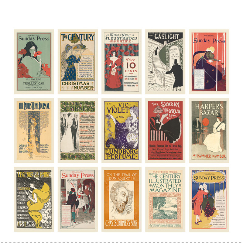 15 Sheets Vintage Postcards Fa - Vintage Fashion Magazine Covers ulasan dan harga