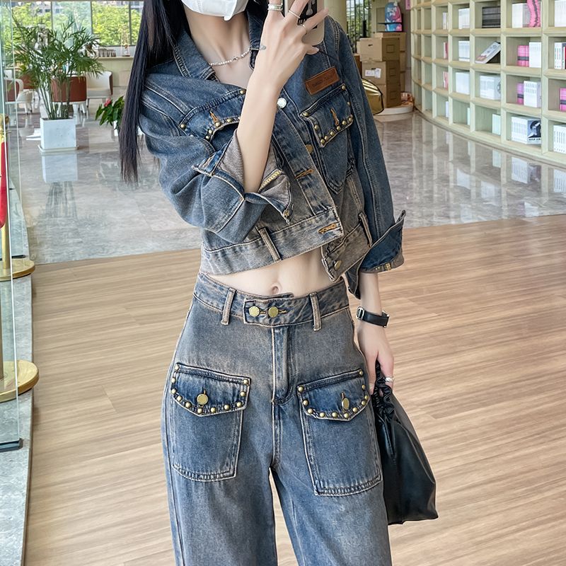 Two Piece Women Clothing Denim - Vintage Fashion Jacket ulasan dan harga